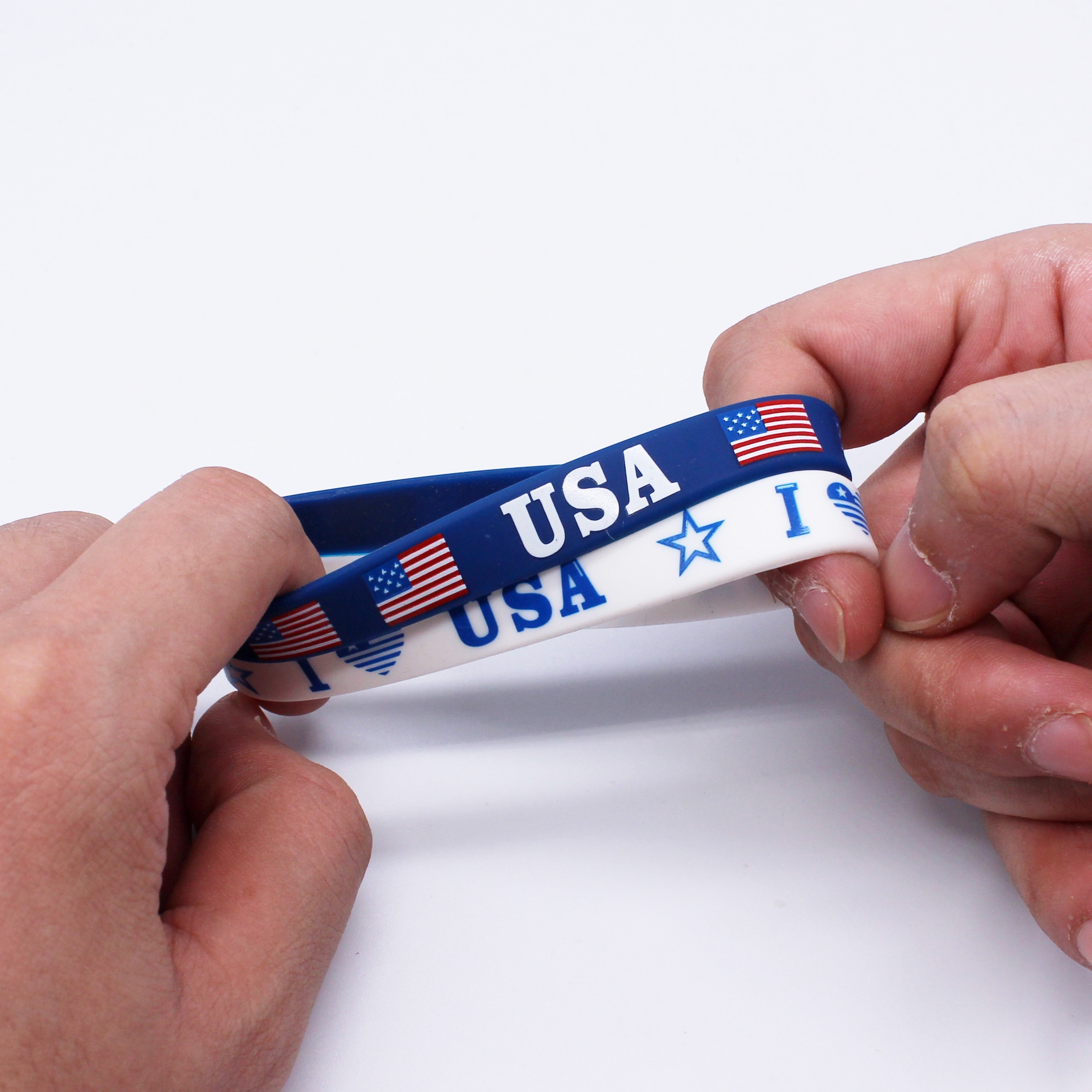 5pcs American Flag Silicone Wristbands Set, Multi-Color